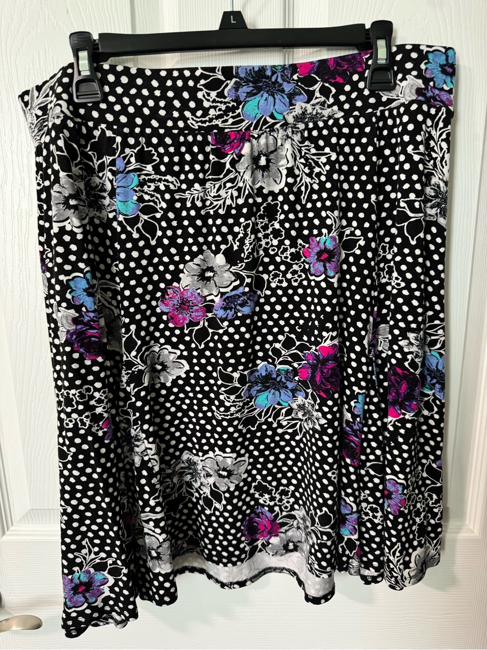 torrid Black A-Line Skirt with Blue & Pink Floral Print